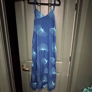 Blue Spaghetti Strap Dress with pockets